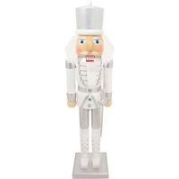 The Christmas Workshop 71049 Wooden Nutcracker 50cm Tall/White and Silver Soldier on Stand/Christmas Decorations