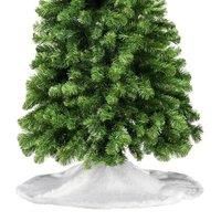 The Christmas Workshop Faux Fur Tree Skirts/Two Festive Colours/Short and Long Length Plush Finish / 100cm Diameter (Long Pile Height, White)