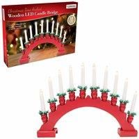Christmas Workshop 10 LED Red Arched Wooden Candle Bridge Light