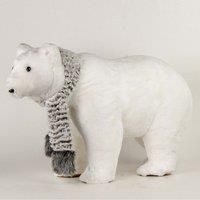 The Christmas Workshop Animal Decorations/Faux Fur Festive Décor/Statement Ornaments/Soft Plush Figures (Polar Bear)
