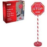 The Christmas Workshop 71679 Santa Please Stop Here Sign / 1m with 45 Multicoloured Lights/Mains Powered/Indoor or Outdoor Festive Decoration