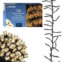 The Christmas Workshop 71760 720 Warm White LED Chaser Cluster Christmas Lights / Indoor and Outdoor Fairy Lights / 10.4 Metres Long / 8 Light Modes / Christmas, Weddings, Gardens & More