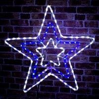The Christmas Workshop 72590 Bright Star Christmas Window Light | Indoor or Outdoor Christmas Decorations | 120 Blue and White LED Lights | Mains Operated | 72cm x 70cm