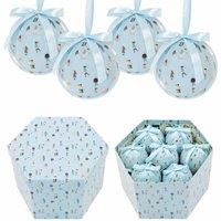 The Christmas Workshop Set of 14 Christmas Baubles/Various Festive Designs/Gift Boxed Christmas Tree Decorations / 7.5cm Diameter Baubles (Light Blue Ice Skating)