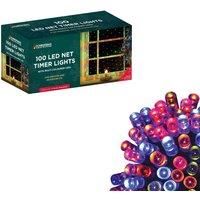 100 LED Net Lights  Battery Operated Multi Coloured Christmas Parties 76060