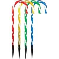 The Christmas Workshop 78610 Multi-Coloured Outdoor Christmas Candy Cane Decorations | 64cm Tall Stake 4 Pack | 40 LED Light Bulbs