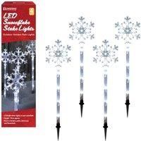 The Christmas Workshop 78630 Snowflake Garden Path Outdoor Christmas 40cm Tall Stake 4 Pack | 40 Warm White LED Light Bulbs