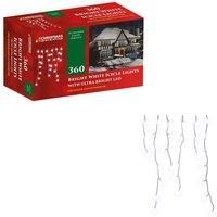 Christmas Workshop 78640 360 Icicle LED Outdoor Christmas Lights | 8.5 Metres | Bright White Colour | Indoor & Outdoor Fairy Lights | Weddings & Gardens | 8 Functions | Mains Powered