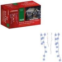 Christmas Workshop 78650 360 Icicle LED Outdoor Christmas Lights | 8.5 Metres | Blue & White Colour | Indoor & Outdoor Fairy Lights | Weddings & Gardens | 8 Functions | Mains Powered