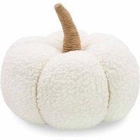 Benross 9" Soft Pumpkin Decoration/Autumn & Halloween Seasonal Home Décor/Plush Teddy Fabric (White)