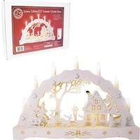 The Christmas Workshop 88200 Wooden Illuminated Candle Bridge / 7 Warm White Candles/Indoor Christmas Decoration/Battery Operated / 43cm x 28cm x 8cm