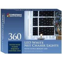 The Christmas Workshop 88380 360 LED Bright White Christmas Net Lights / Curtain Style Window Lights / 8 Different Modes / Mains Powered / Indoor and Outdoor / 3.5 x 1.2m