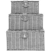 Benross Set of 3 Wicker Storage Box - Grey