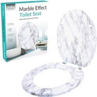 Anika 92499 Marble Effect Toilet Seat Anti Bacterial Coating Chrome Hinges, 43cm x 37.5cm