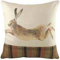 Evans Lichfield Hunter Leaping Hare Polyester Filled Cushion, Multi, 43 x 43cm