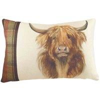 Evans Lichfield Hunter Highland Cow Polyester Filled Cushion, Multi, 40 x 60cm