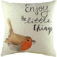 Robin Hand-Painted Watercolour Repeat Printed Cushion