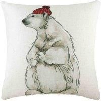 Evans Lichfield Polar Bear with Hat Polyester Filled Cushion, Multi, 43 x 33cm