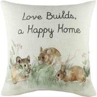 Evans Lichfield Hedgerow Mice Polyester Filled Cushion, Multi, 43 x 43cm