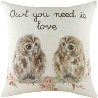 Evans Lichfield Hedgerow Owls Polyester Filled Cushion, Multi, 43 x 43cm
