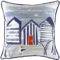 Evans Lichfield Nautical Beach Huts Polyester Filled Cushion, Multi, 43 x 43cm