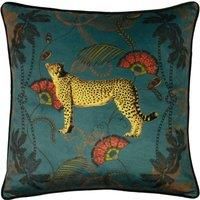 Paoletti Tropica Cheetah Cushion, Teal, 45 x 45cm