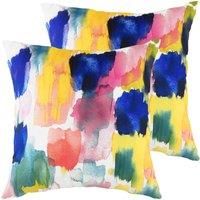 Evans Lichfield Aquarelle Brushstrokes Twin Pack Polyester Filled Cushions Multi