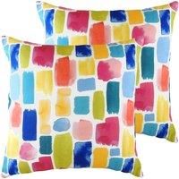 Evans Lichfield Aquarelle Dash Twin Pack Polyester Filled Cushions, Multi, 43 x 43cm
