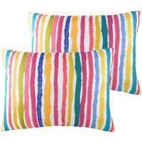 Evans Lichfield Aquarelle Stripe Twin Pack Polyester Filled Cushions Multi