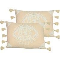 furn. Ashrame Eye Twin Pack Polyester Filled Cushions, Blush, 35 x 50cm