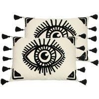furn. Ashrame Eye Twin Pack Polyester Filled Cushions, Monochrome, 35 x 50cm