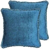 Paoletti Astbury Twin Pack Polyester Filled Cushions, Teal, 50 x 50cm