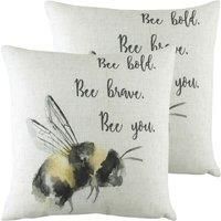 Evans Lichfield Bee You Twin Pack Polyester Filled Cushions White
