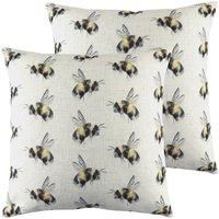 Evans Lichfield Bee You Repeat Twin Pack Polyester Filled Cushions, White, 43 x 43cm