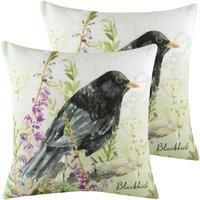 Evans Lichfield Blackbird Twin Pack Polyester Filled Cushions, Multi, 43 x 43cm