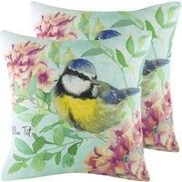 Evans Lichfield Blue Tit Twin Pack Polyester Filled Cushions, Multi, 43 x 43cm