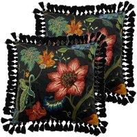 Paoletti Botanist Twin Pack Polyester Filled Cushions Black