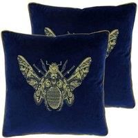 Paoletti Cerana Twin Pack Polyester Filled Cushions, Royal Blue, 50 x 50cm