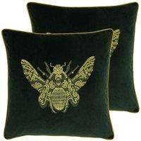 Paoletti Cerana Twin Pack Polyester Filled Cushions Emerald
