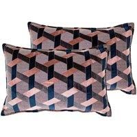 Paoletti Delano Twin Pack Polyester Filled Cushions, Blush/Navy, 40 x 60cm