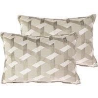 Paoletti Delano Twin Pack Polyester Filled Cushions, Ivory/Taupe, 40 x 60cm