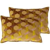 Paoletti Delano Twin Pack Polyester Filled Cushions, Ochre/Blush, 40 x 60cm