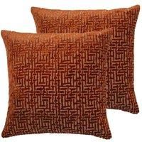 Paoletti Delphi Twin Pack Polyester Filled Cushions, Rust, 45 x 45cm