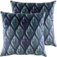 Evans Lichfield Eden Leaves Twin Pack Polyester Filled Cushions, Multi, 43 x 43cm