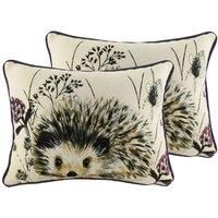 Evans Lichfield Elwood Hedgehog Twin Pack Polyester Filled Cushions, Multi, 43 x 43cm