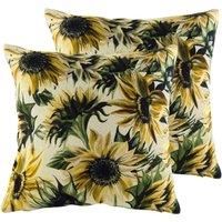 Evans Lichfield Elwood Sunflowers Twin Pack Polyester Filled Cushions, Multi, 43 x 43cm