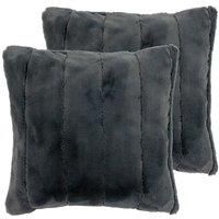 Paoletti Empress Twin Pack Polyester Filled Cushions, Charcoal, 55 x 55cm