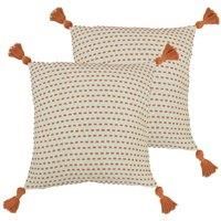 furn. Ezra Twin Pack Polyester Filled Cushions, Coral, 50 x 50cm