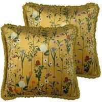 Furn. Fleura Twin Pack Polyester Filled Cushions Ochre