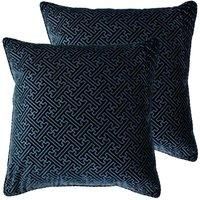 Paoletti Florence Twin Pack Polyester Filled Cushions, Navy, 55 x 55cm